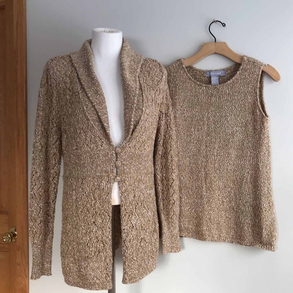 Modern Soul 2 pieces set knit top vest cardigan